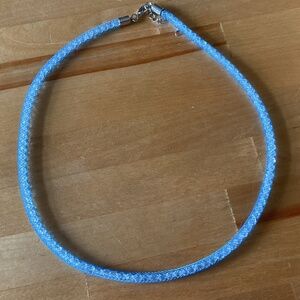 NWOT BLUE Net White Crystals Necklace